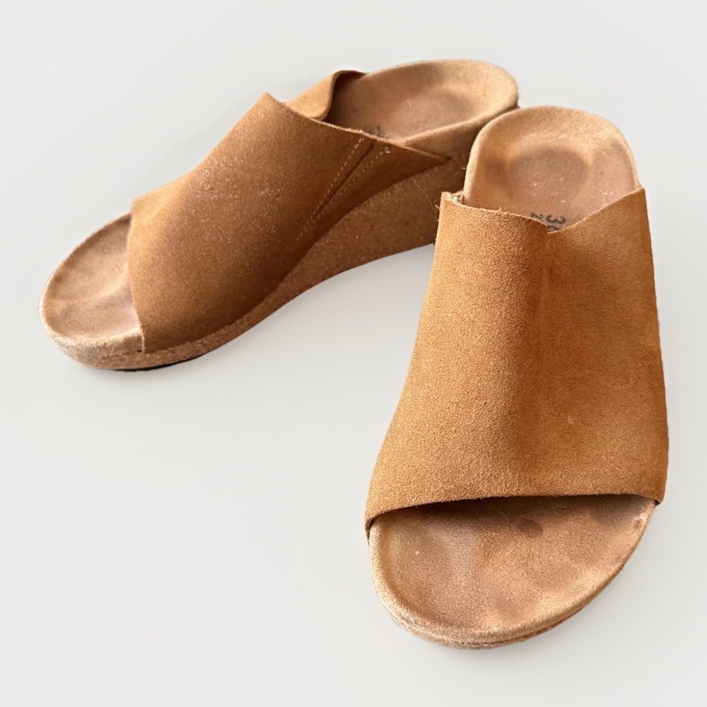 Birkenstock Papillio Namica Sandals Womens S 36 Brown Suede Cork Wedges Slide